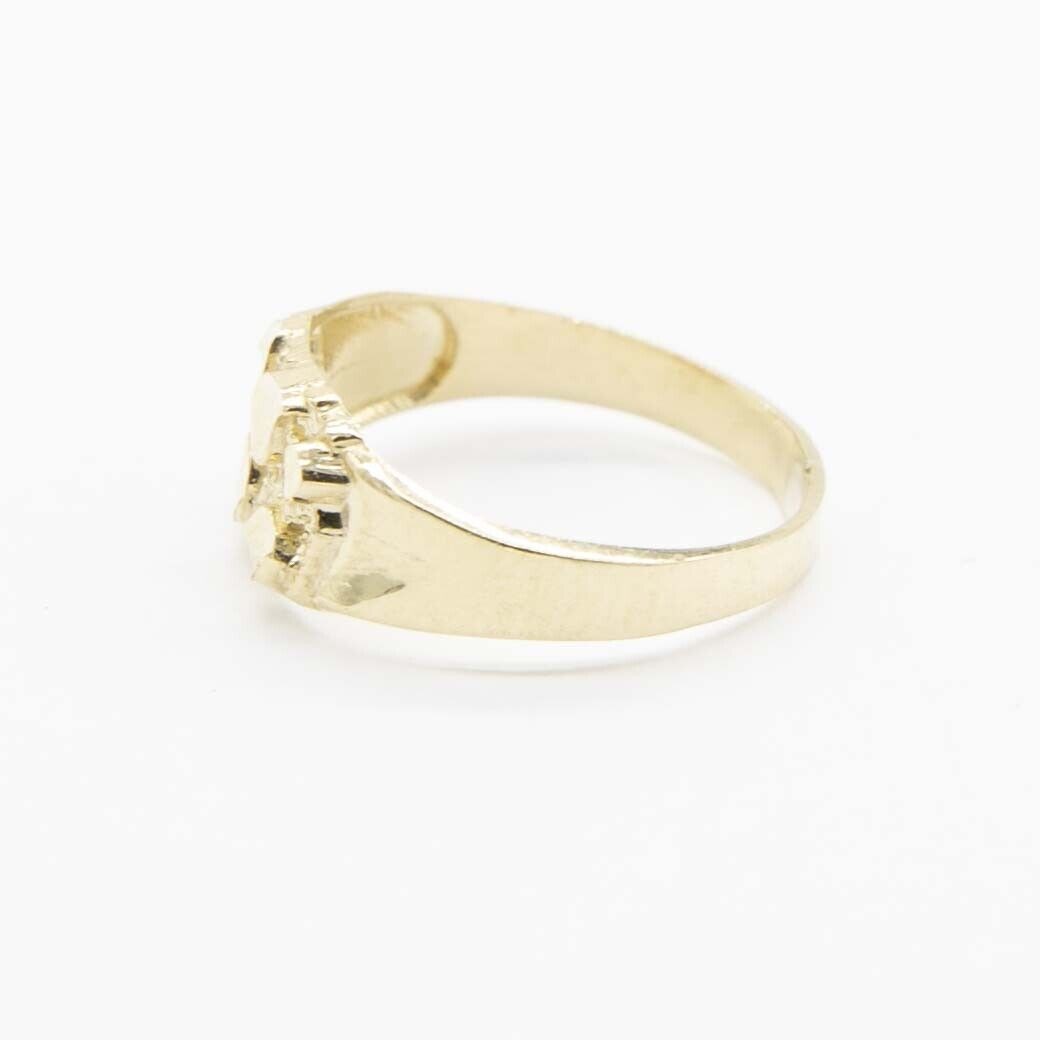 Kids Nugget Oval Pinky Ring Real Solid 10K Yellow Gold Size 3