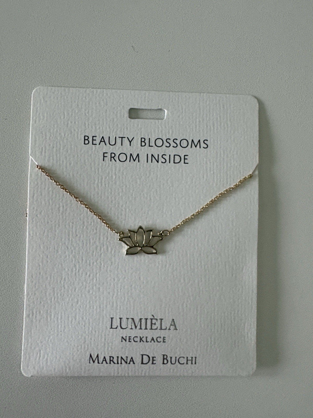 Marina De Buchi Lumiella Gold Lotus Flower Charm Necklace Cable Chain 15-20″