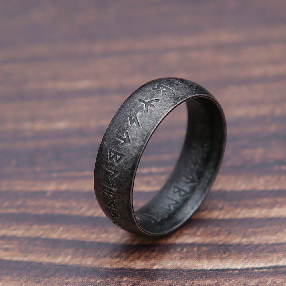 Viking Rune Ring Stainless Steel Odin Amulet Retro Unisex Jewelry Gift