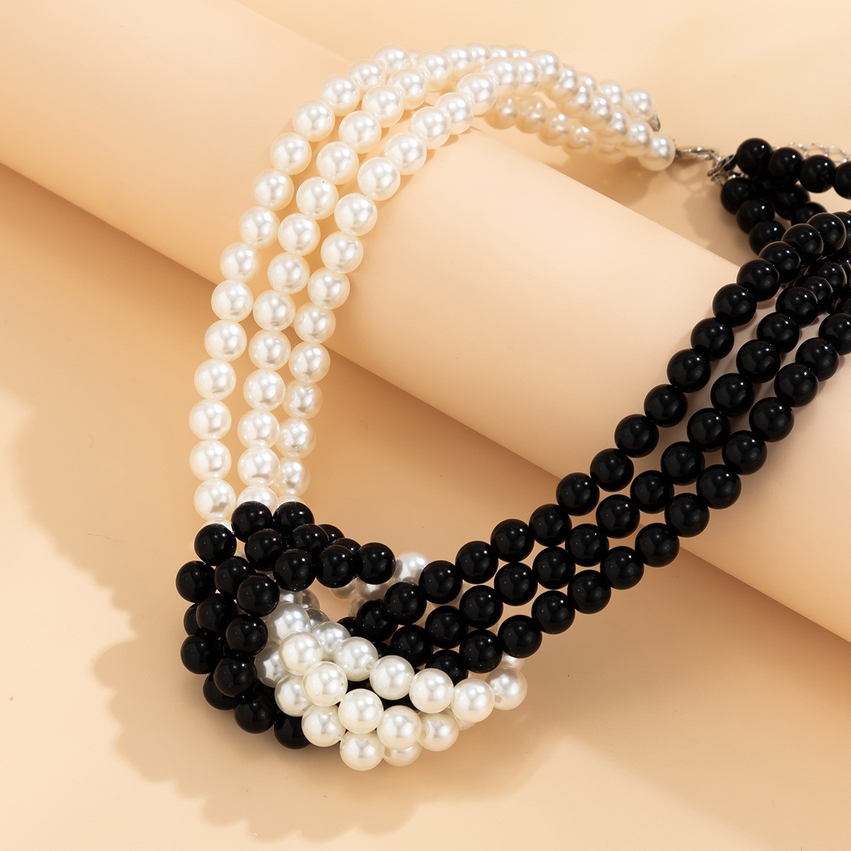 Multi Layer Faux Pearl Twisted Knot Choker Necklace Statement Bridal Elegant