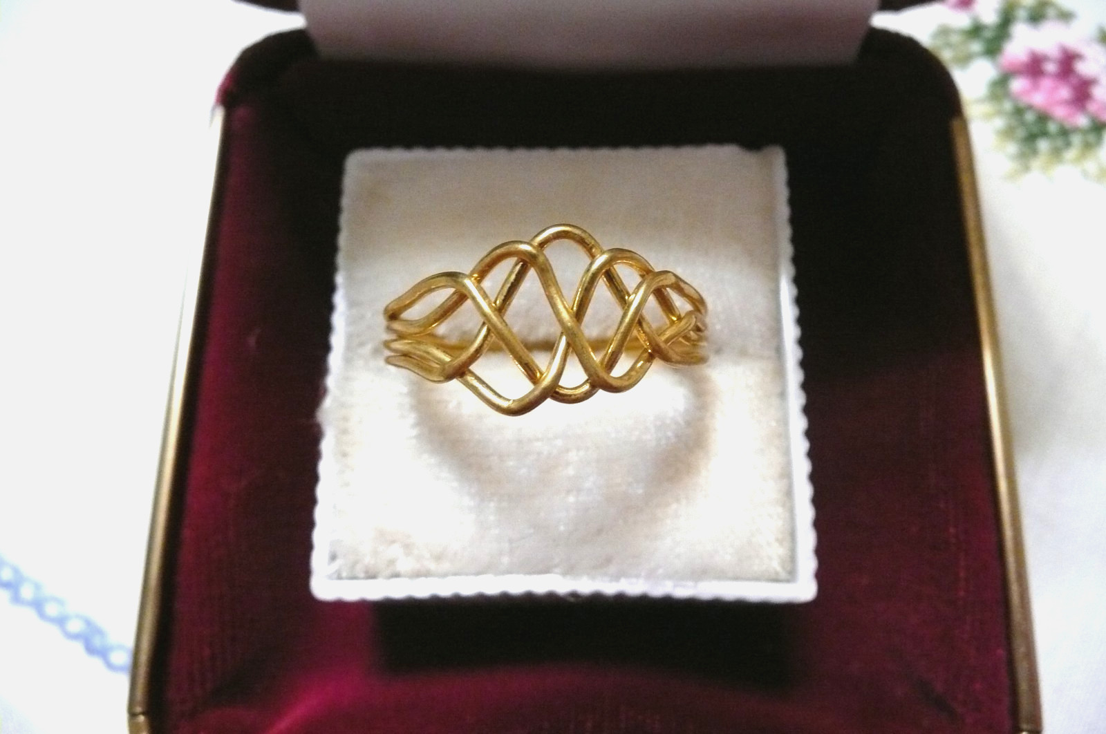GOLD PLATED OVER SILVER 4 BAND PRINCESS PUZZLE RING