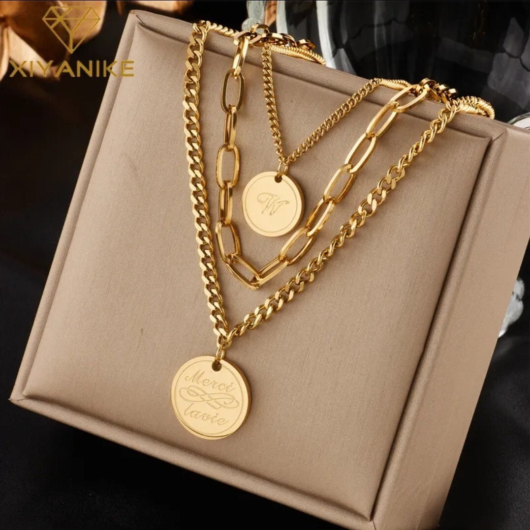 Chunky Multi-Layer Necklace Chain Trendy Choker Women Fashion Jewelry