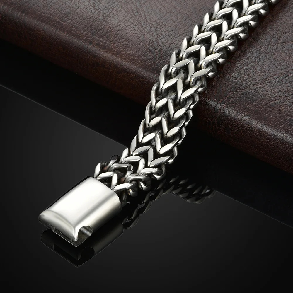 New Stainless Steel Braided Double Row Fish Scale Magnetic Buckle Bracelet – NEW