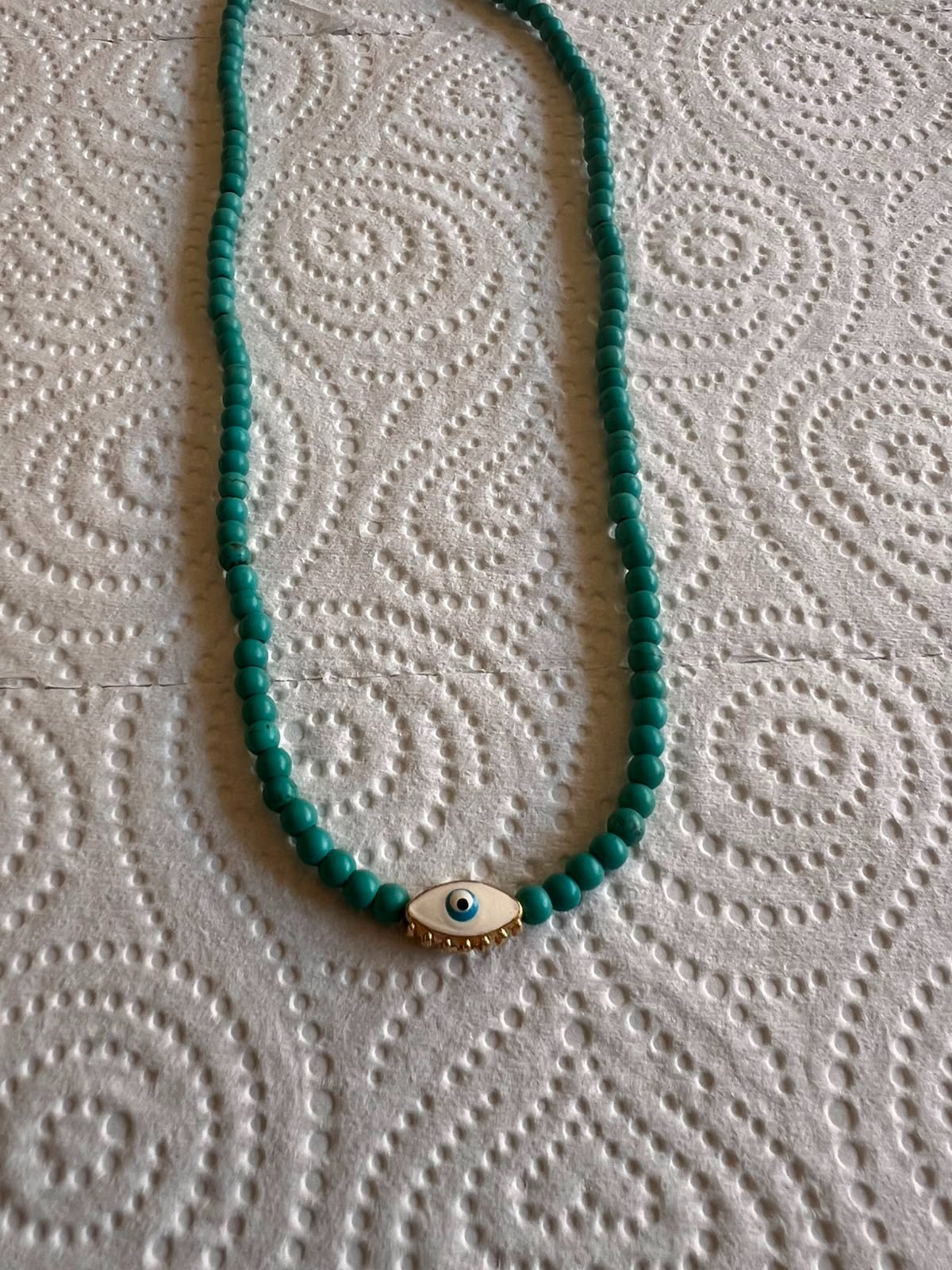Blue Turquoise Beaded Evil Eye Necklace Handma Lucky Pendant