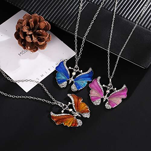 Multi-colors Beautyiful Butterfly Pendant Necklace Crystal Long Chain Orange