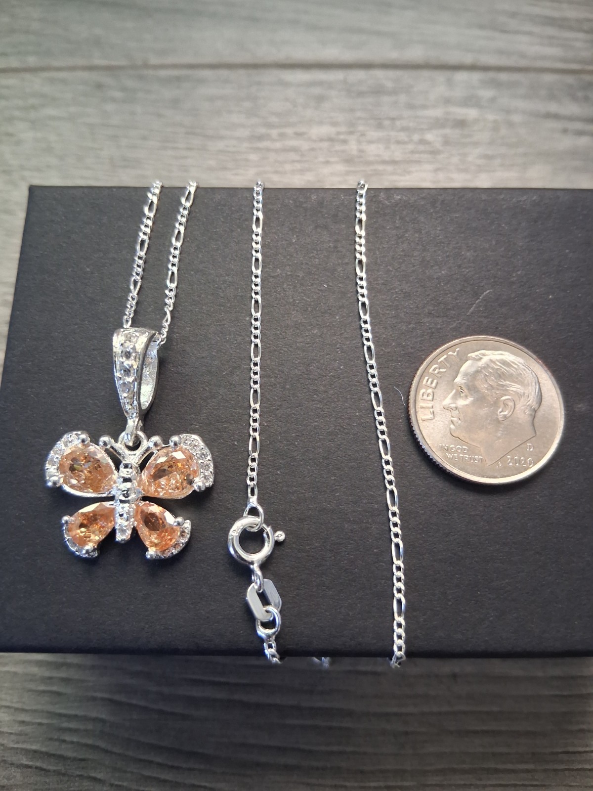 cadena y dije mariposa plata 925 16″ de larga
