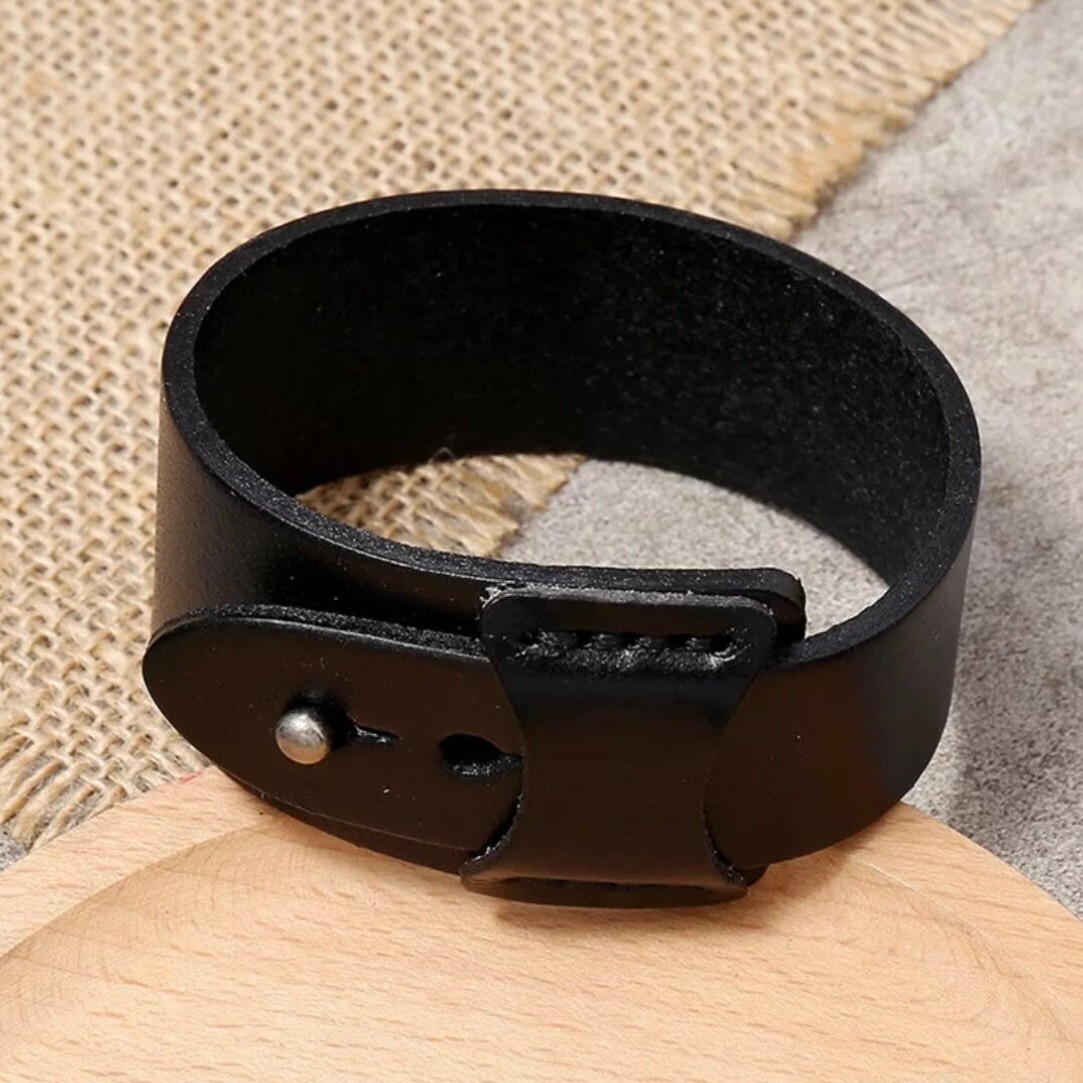 Vintage Irregular Leather Cuff Wrap Bracelet in black or Brown