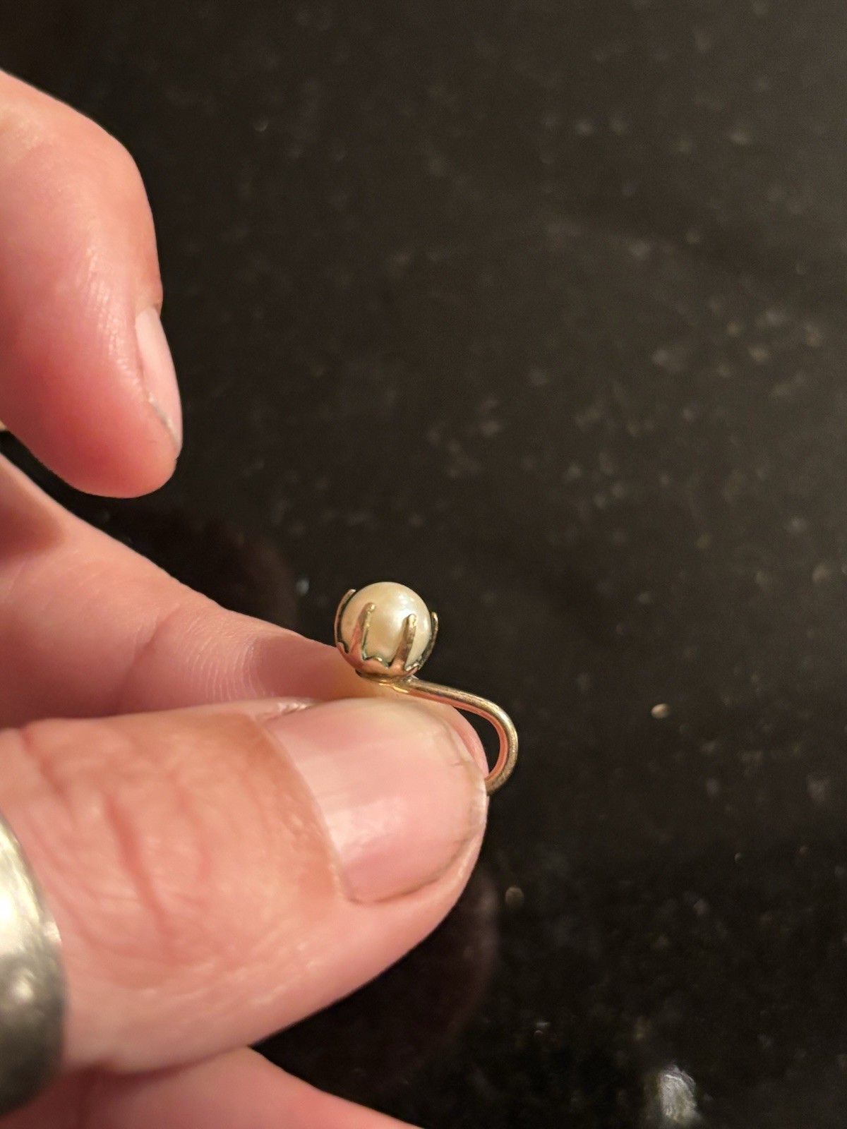 12k Gold Filled Signed Screw Back Stud Earrings, Set of 2 Pairs Simulated Pearl