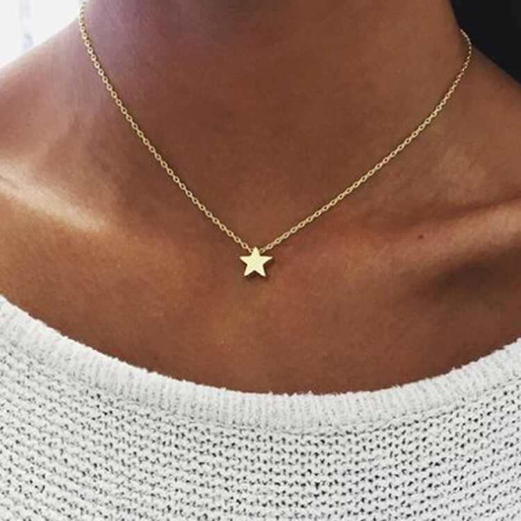 Shiny 925 Sterling Silver Cute Star Pendant Chain Necklace Women Lady Girl Gift