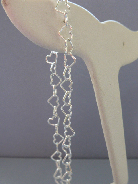 11″ ANKLE BRACELET ITALIAN STERLING SILVER OPEN HEART STYLE 7mm ITALY 925