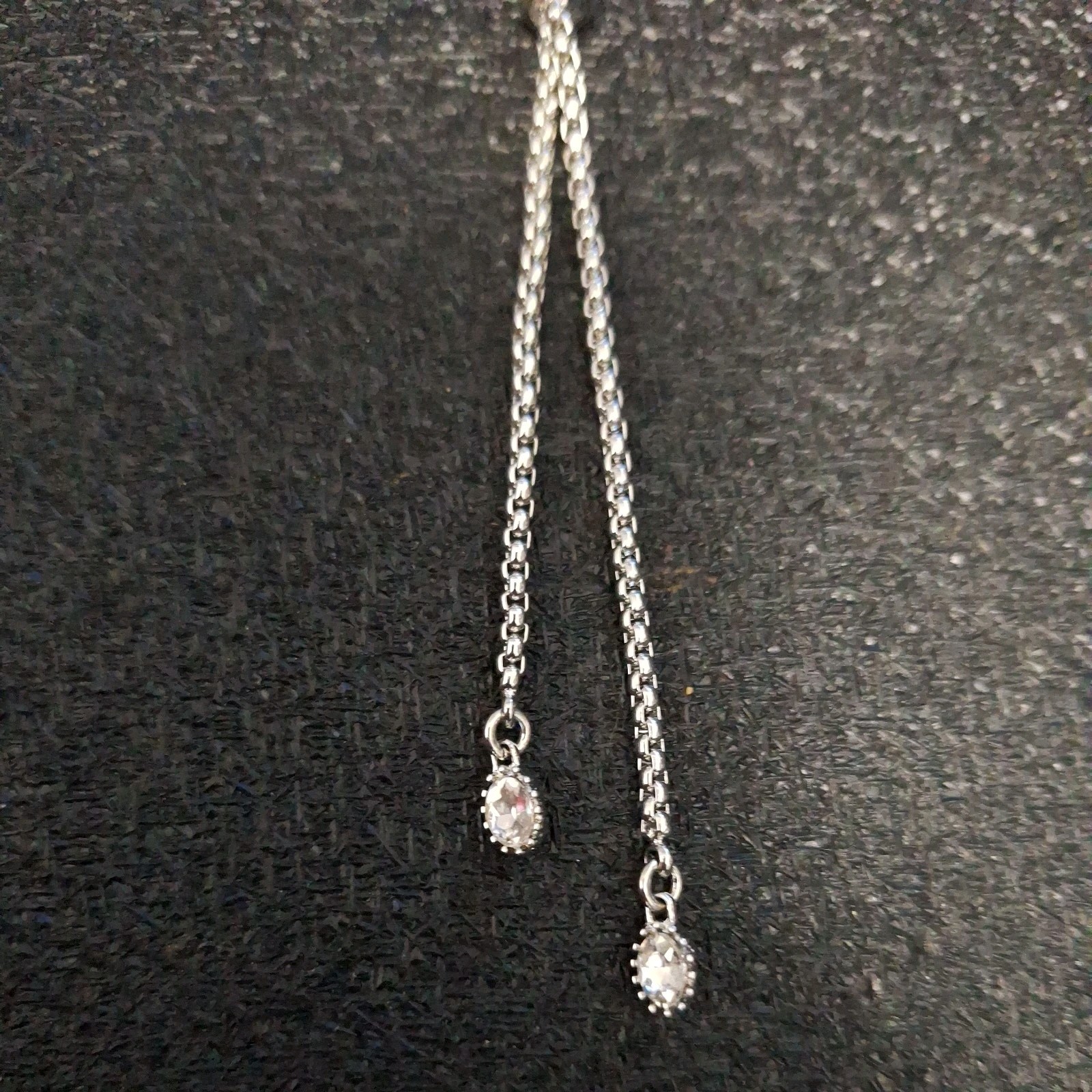 Next Sterling Silver Lariat Style Necklace With Crystal Drops – 14inch drop