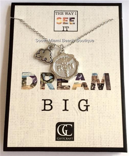 Nursing RN Caduceus Necklace DREAM BIG Nurse Graduation Gift Silver Plated 19″