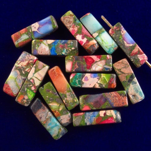 15Pcs Multicolor Sea Sediment Jasper & Pyrite Cube Pendant Bead H22086