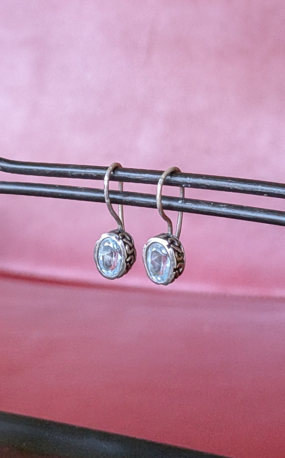 Artisan 925 Sterling Silver Light Blue Topaz ¾” Hook Drop Dangle Earrings
