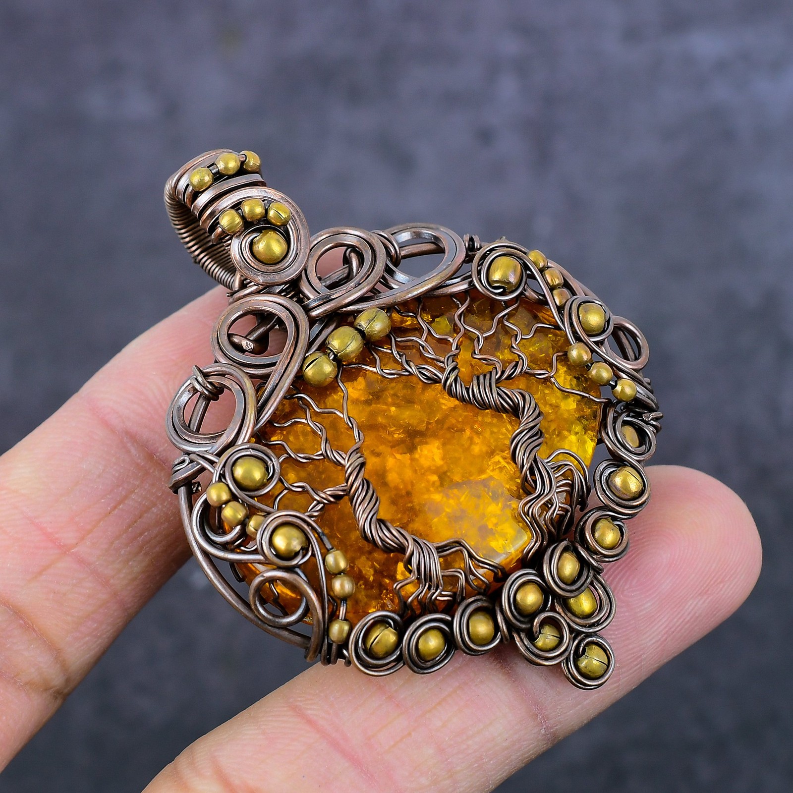 10 piece mix Gemstone Copper Wire Wrap Jewelry Pendants