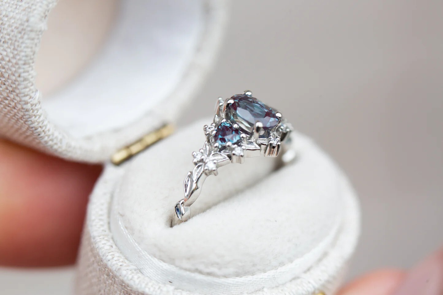 Alexandrite Ring, 925 Sterling Silver Ring, Engagement Ring, Unique Bridal Ring