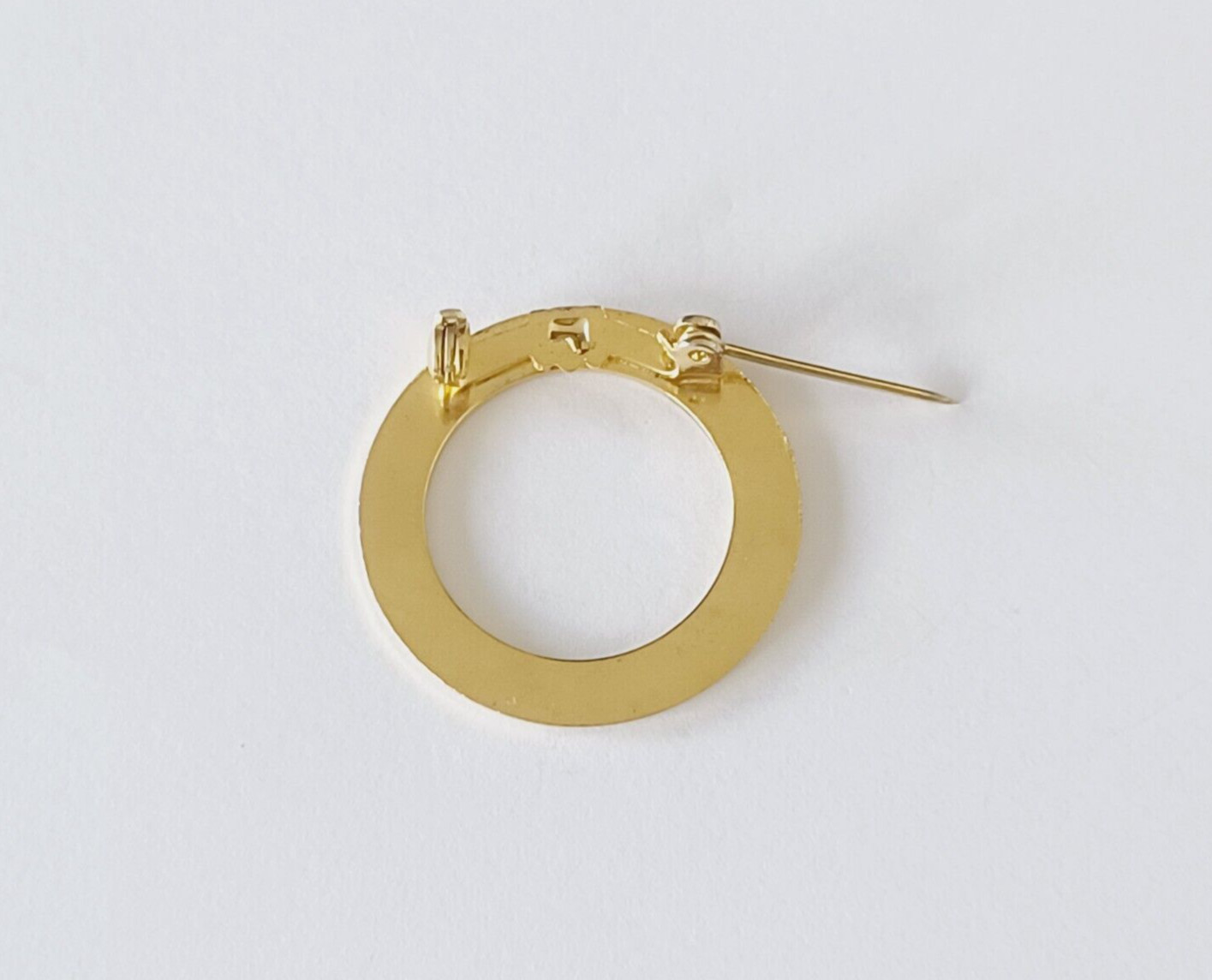 Gold Tone Diamond Detailed Open Circle Brooch