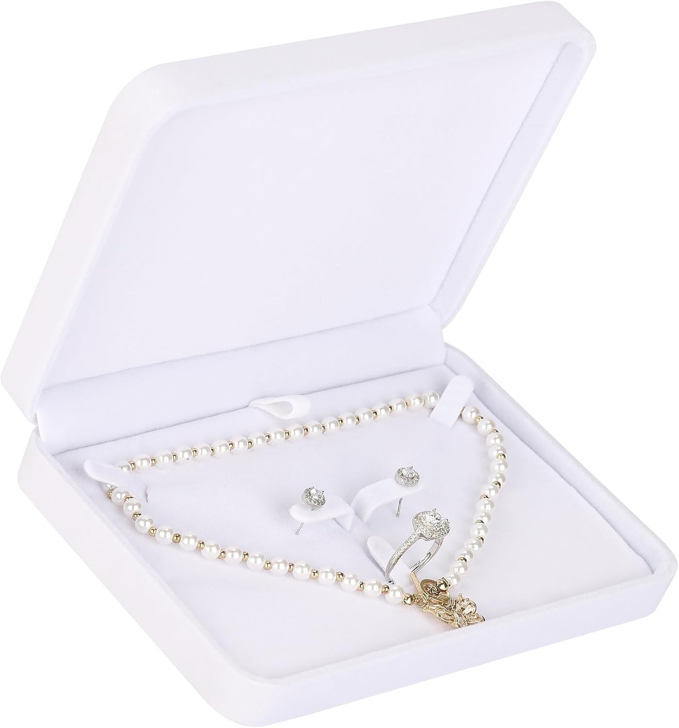 LETURE Large Velvet Jewelry Set Box, Big Necklace and Ring Earring Pendant Gift