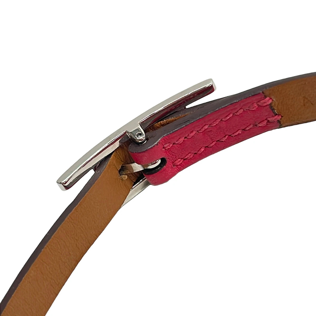 HERMES Hapi 3 Red Leather Hardware A Bracelet
