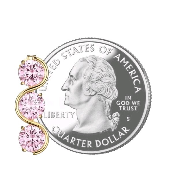 JTV pink 18k yellow Gold Over Sterling Earrings