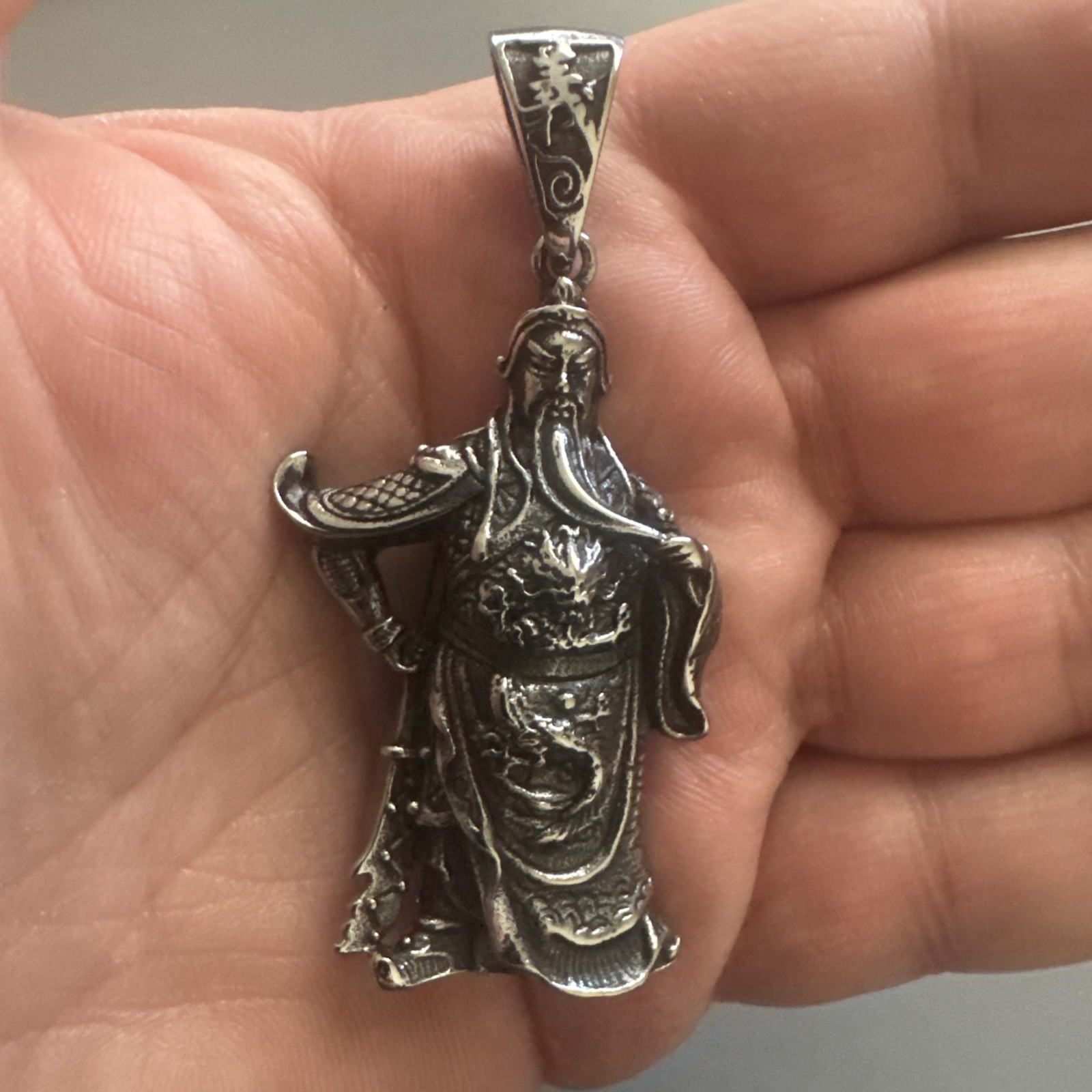 Guan Yu Gong Chinese General 3 Kingdoms Pendant Stainless Steel 24 Inch Chain