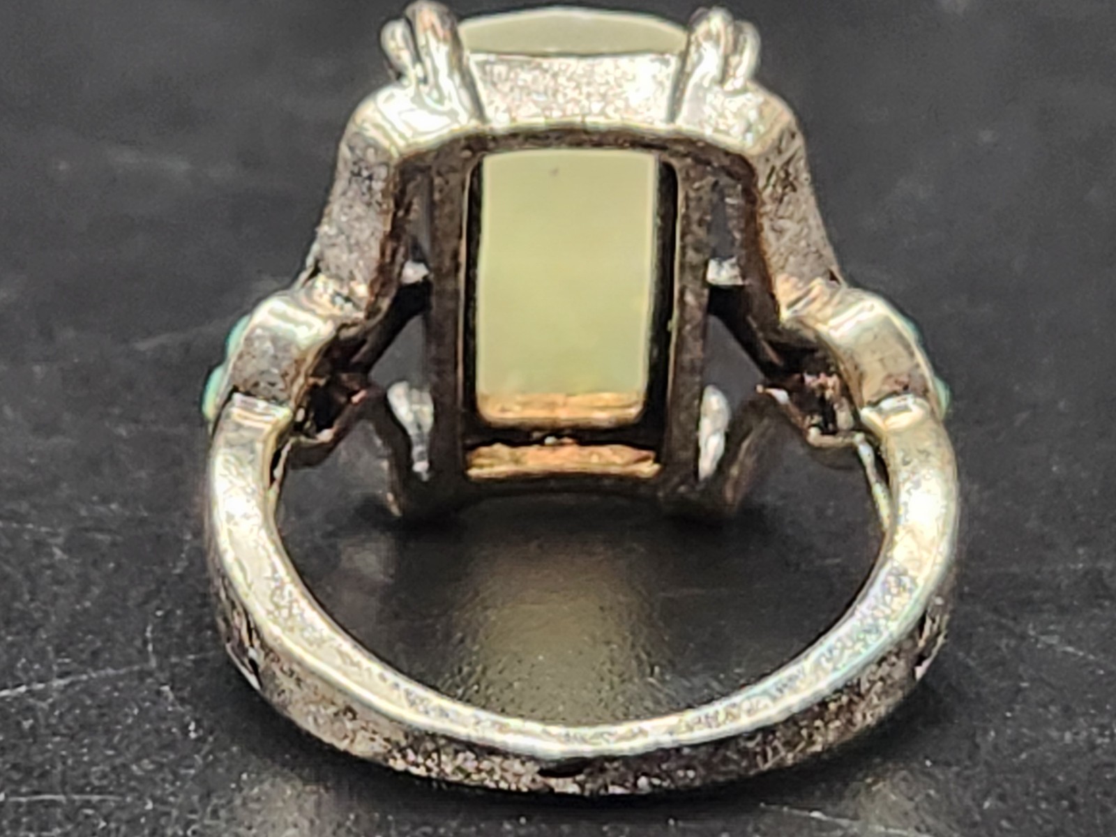 #0306 – 925 Sterling Silver Rectangle Opal Ring Size 5 Fire Opal Statement Ring