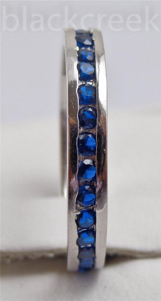 Blue C.Z. Eternity ~Solid Silver Ring/Band ~Size 4/5/6/6.5/7/8/9/9.25/10/10.25