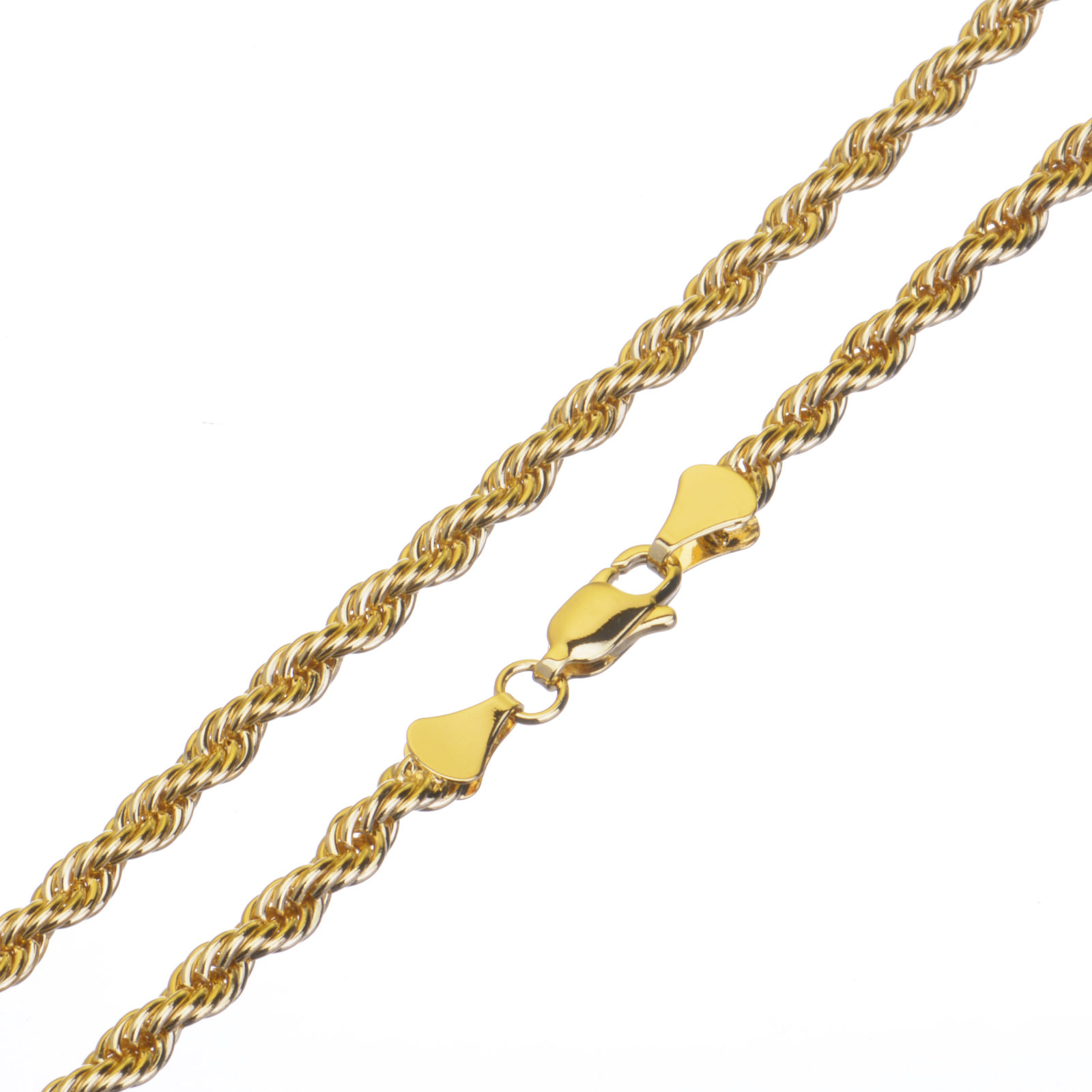 Men’s Women’s 14K Yellow Gold Plated Thin Short 3 mm Rope Chain Necklace 20″