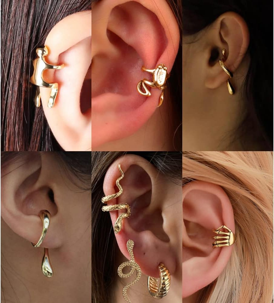 35 PCS Gold Silver Adjustable Ear Cuffs Earrings for Women Non-Piercing Cartilag