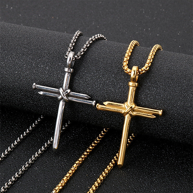 Titanium Steel Cross Pendant 3 Nails Christian Father Men’s Popular Jewelry Gift