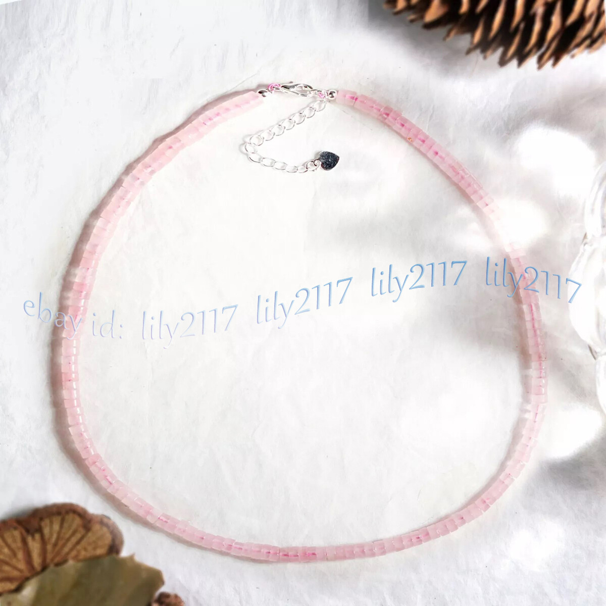 2x4mm Natural Rose Quartz Tube Heishi Tyre Wheel Rondelle Gemstone Necklace 18”