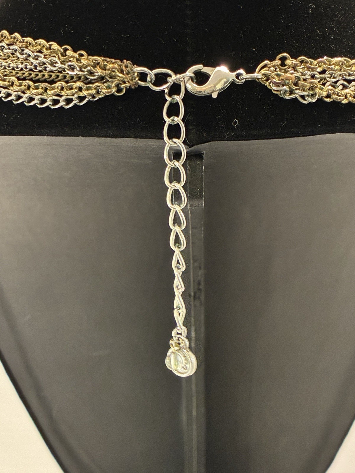 Lucky Brand Multi Strand Bib Necklace Boho Mixed Metal Chain Wood Crystal Bead
