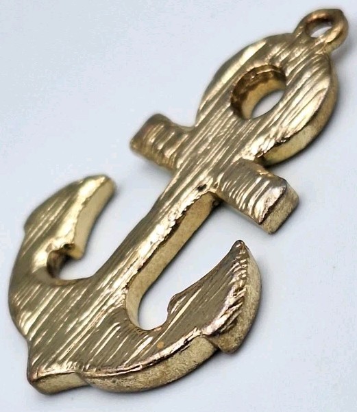Nautical Anchor Pendant Charm Clear Pave Set Rhinestone CZ Crystal Goldtone 35MM
