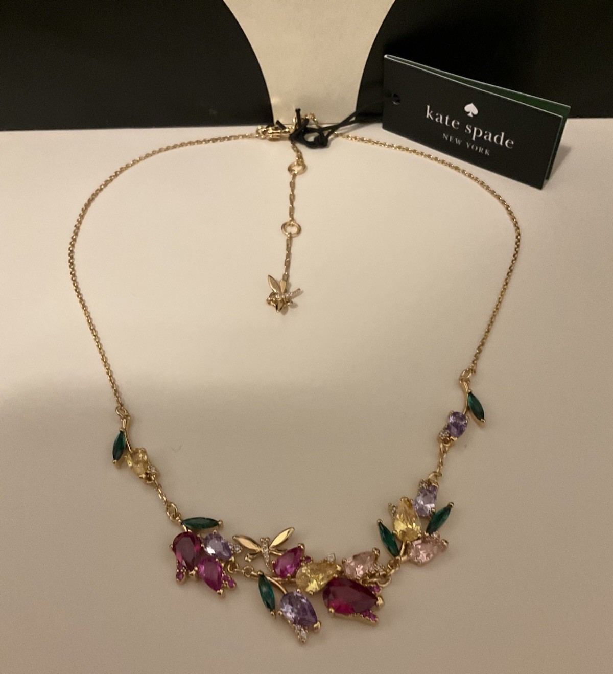 NWT Kate Spade New York Greenhouse Floral 12k Gold Plated CZ Crystals Necklace