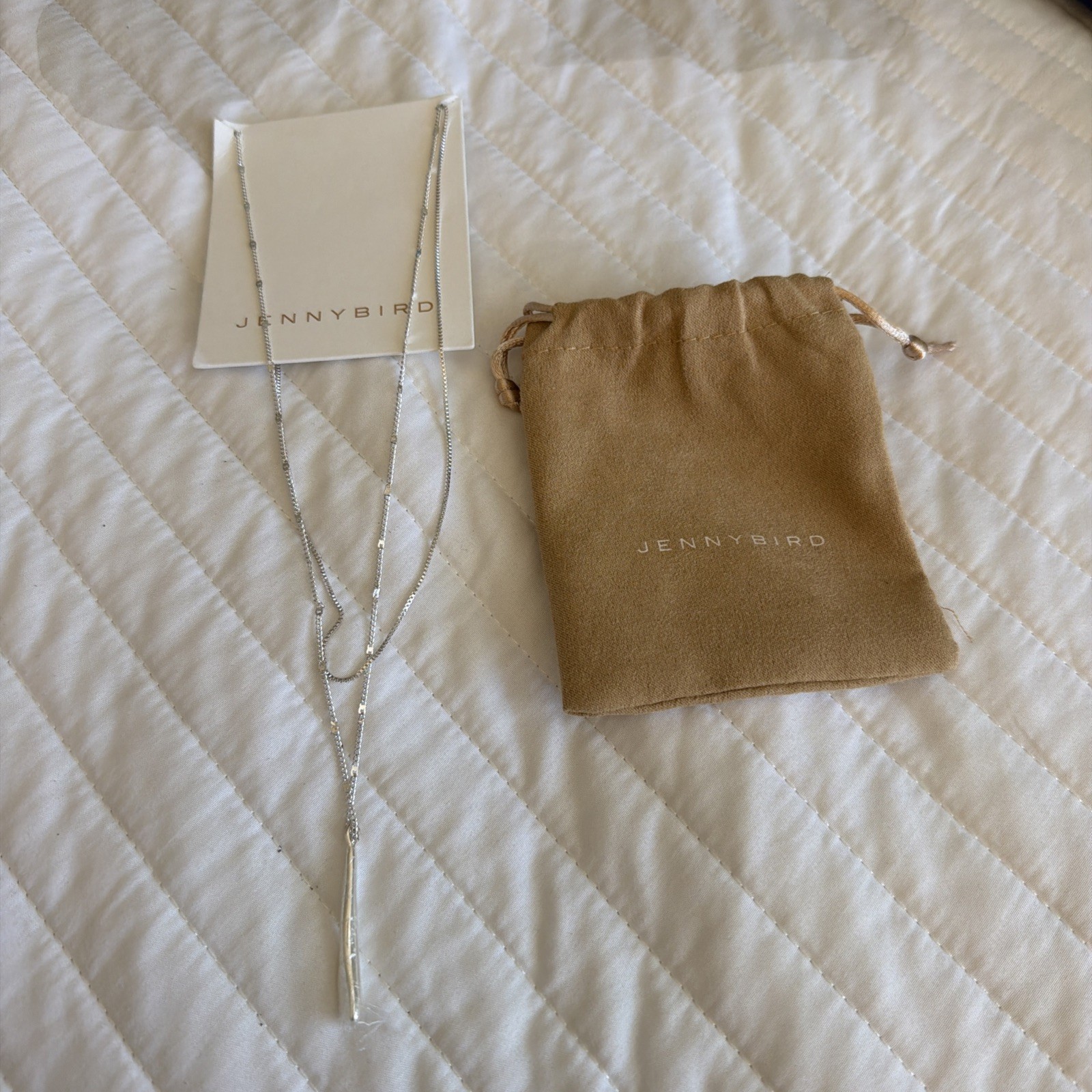 NWT Authentic Jenny Bird Silver Pendant Double Strand Necklace $120 MSRP
