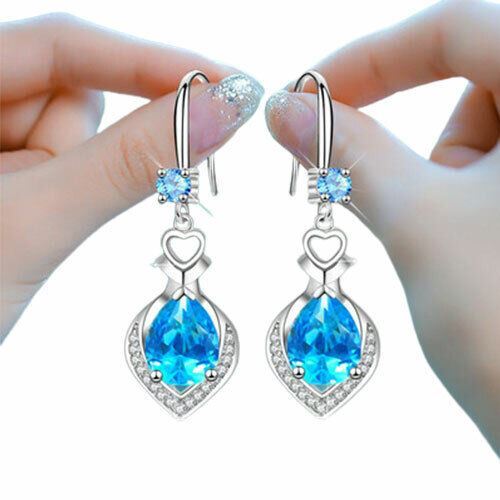Women Ladies Girls Jewellery Zircon Crystal Stone Drop Hook Stud Earrings Gift