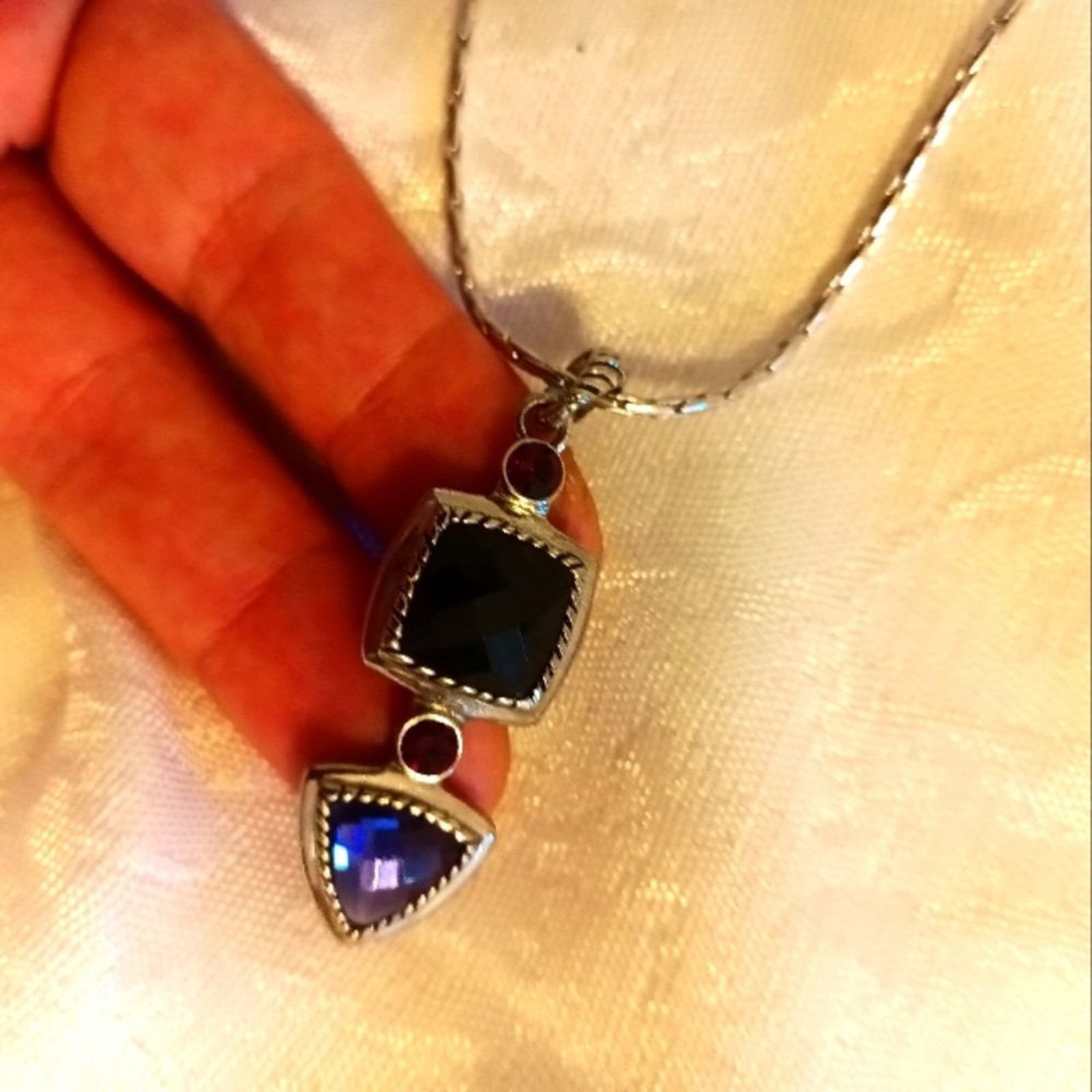 Lia Sophia silver tone purple crystal necklace