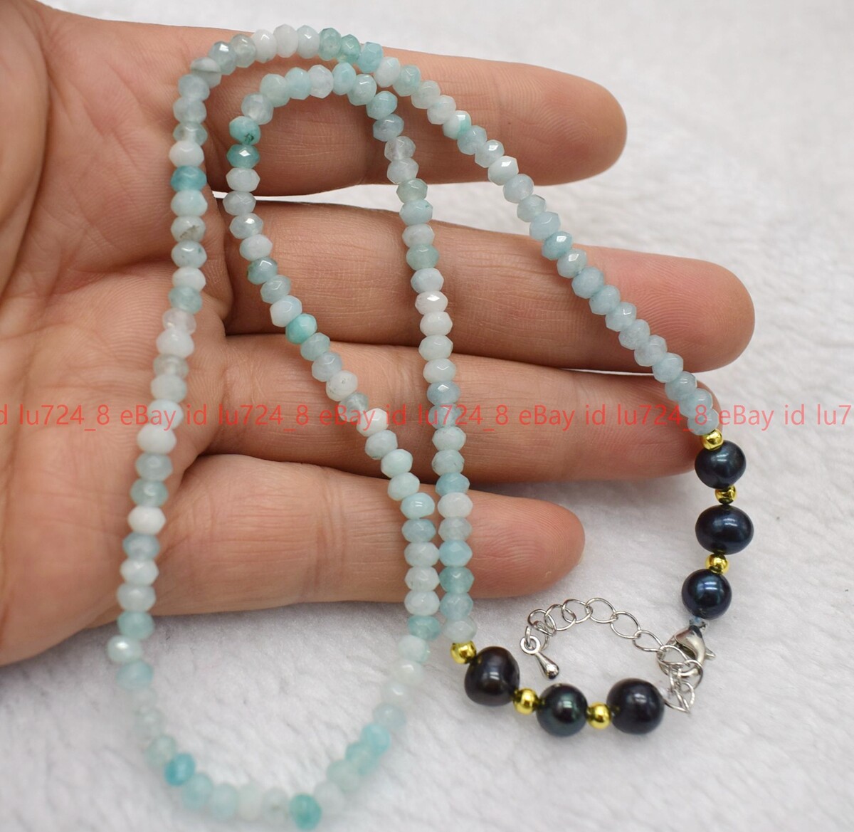 Fashion 2x4mm Faceted Gemstone Rondelle Beads 7-8mm Black Pearl Necklace 14-32″