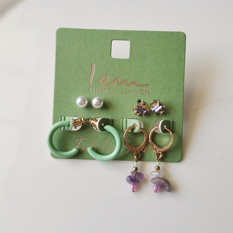 New 4Pairs Im Stud Drop Earrings Fashion Women Party Holiday Show Jewelry