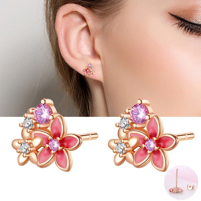 PANDACH 925 Sterling Silver Womens Tiny Flower Stud Earrings Dainty Jewelry Gift