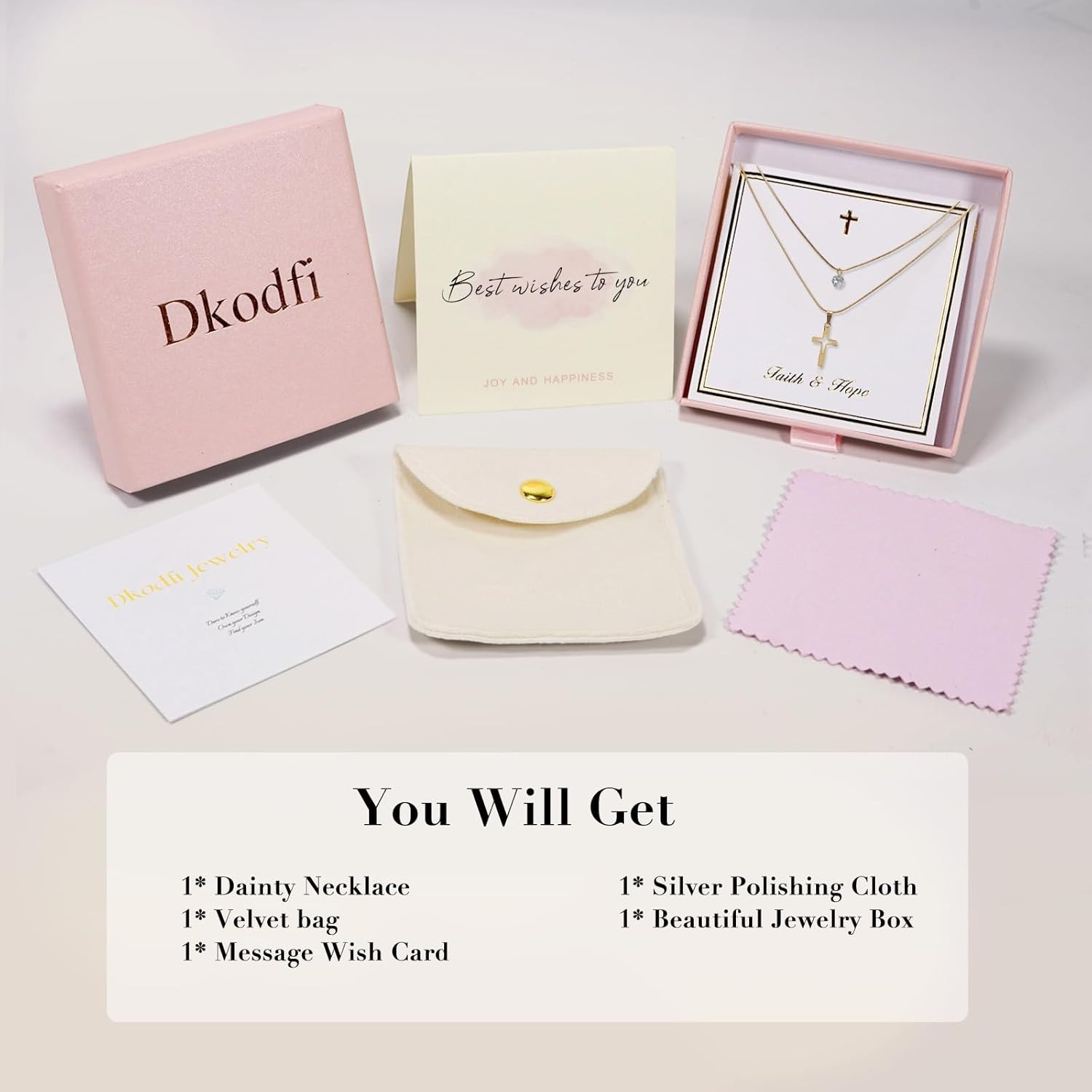 Dainty 18K Gold Cross Necklace for Women – Non-Tarnish Choker Pendant