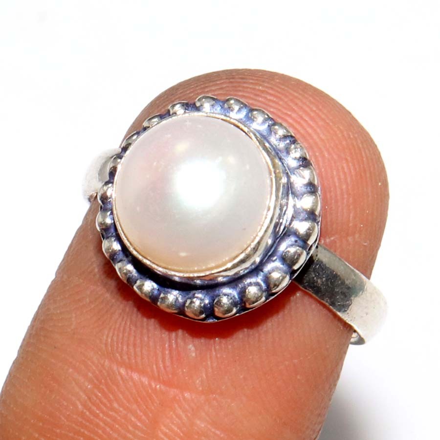 3 pcs 925 Silver Plated Pearl Jewellery Ring Handmade Gemstone Size Us 6-9