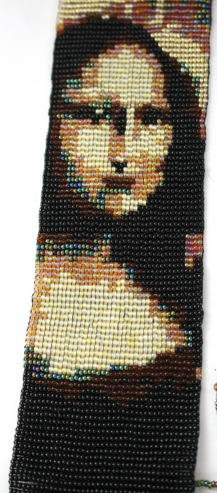 Mona Lisa Woven Glass Hand Beaded Multi-Strand Necklace Magnetic Clasp 34″ NEW