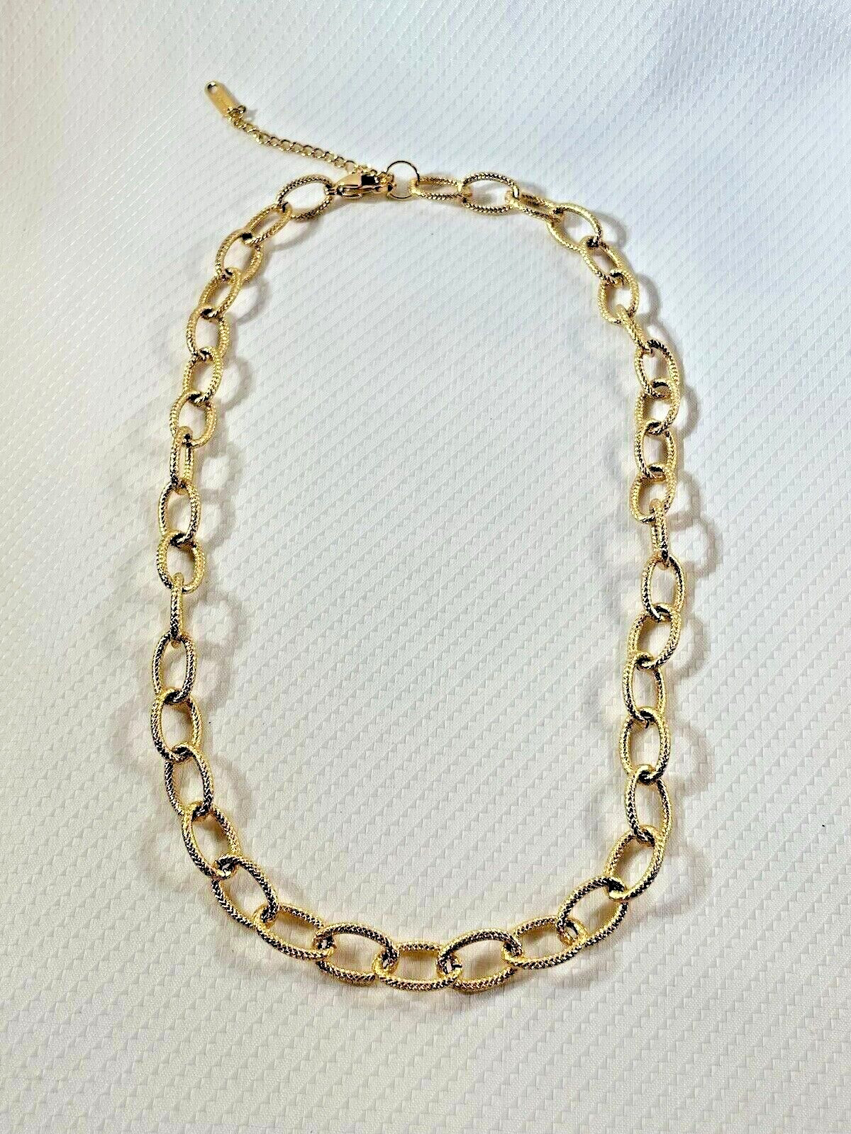 Gold Stainless Paperclip 18” Brushed Link Chain Fashion Choker Jewelry NEW