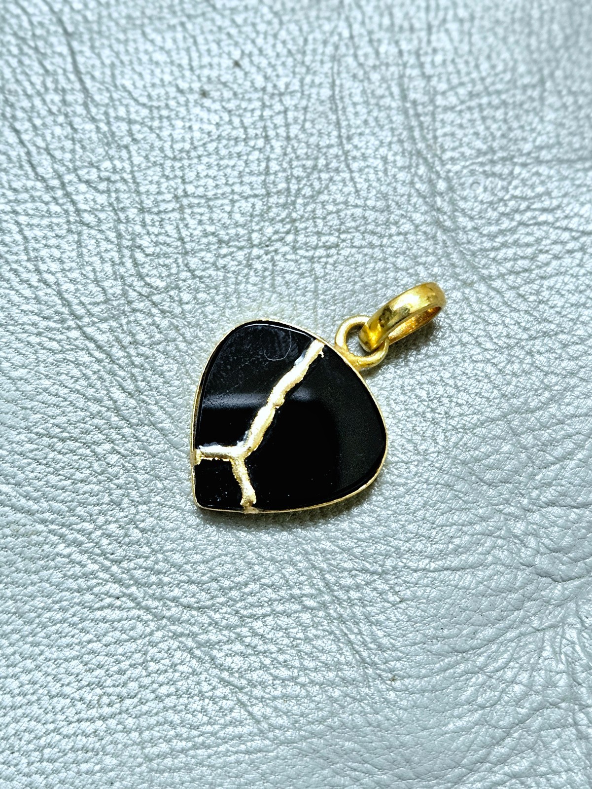 AAA ONYX Jewelry Necklace KINTSUGI ART JAPANESE Jewelry Gift Gold Plated Chain