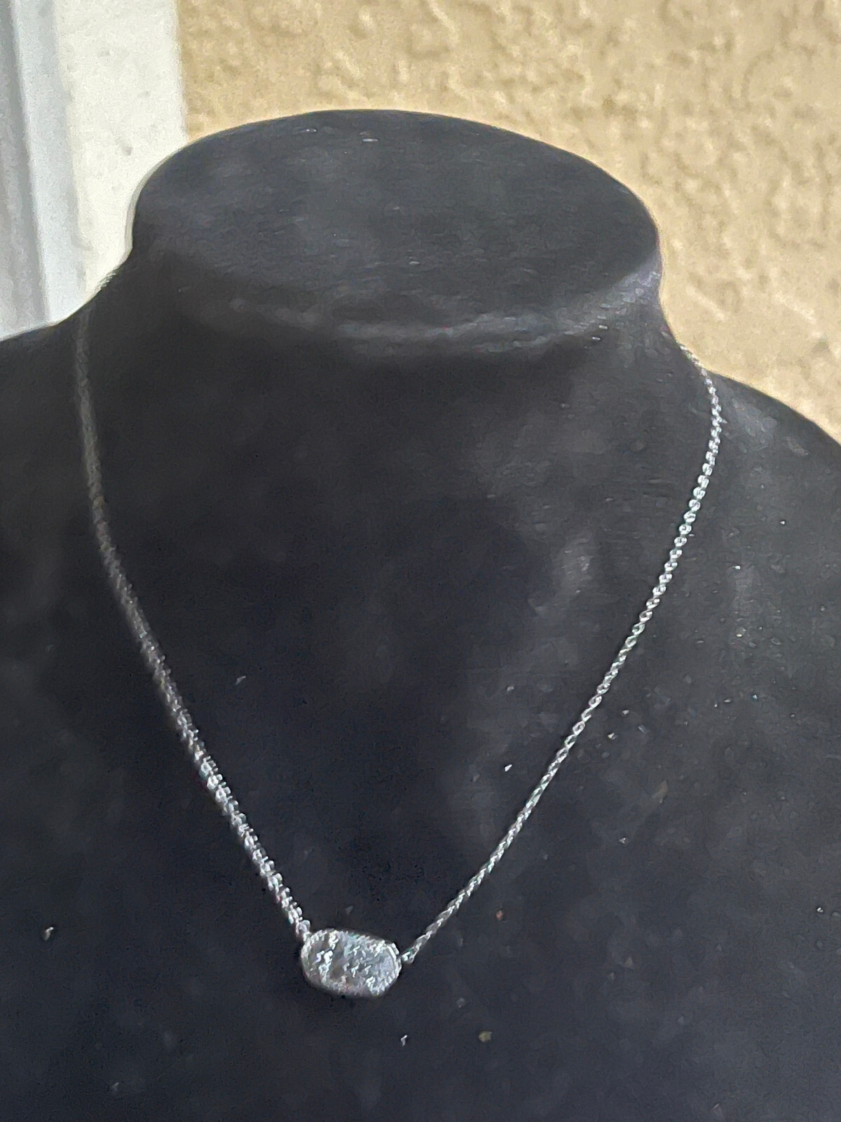 Kendra Scott Elisa Necklace Black Drusy Pendant Gunmetal Chain 15in – 17in