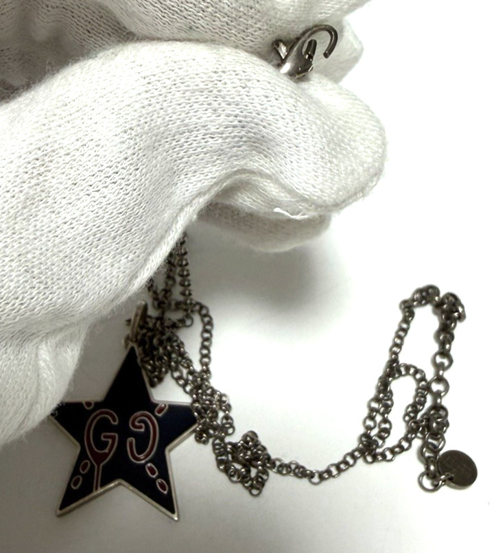 Gucci Ghost Navy & Red Enamel Star Silver925 Necklace Pendant Item Only