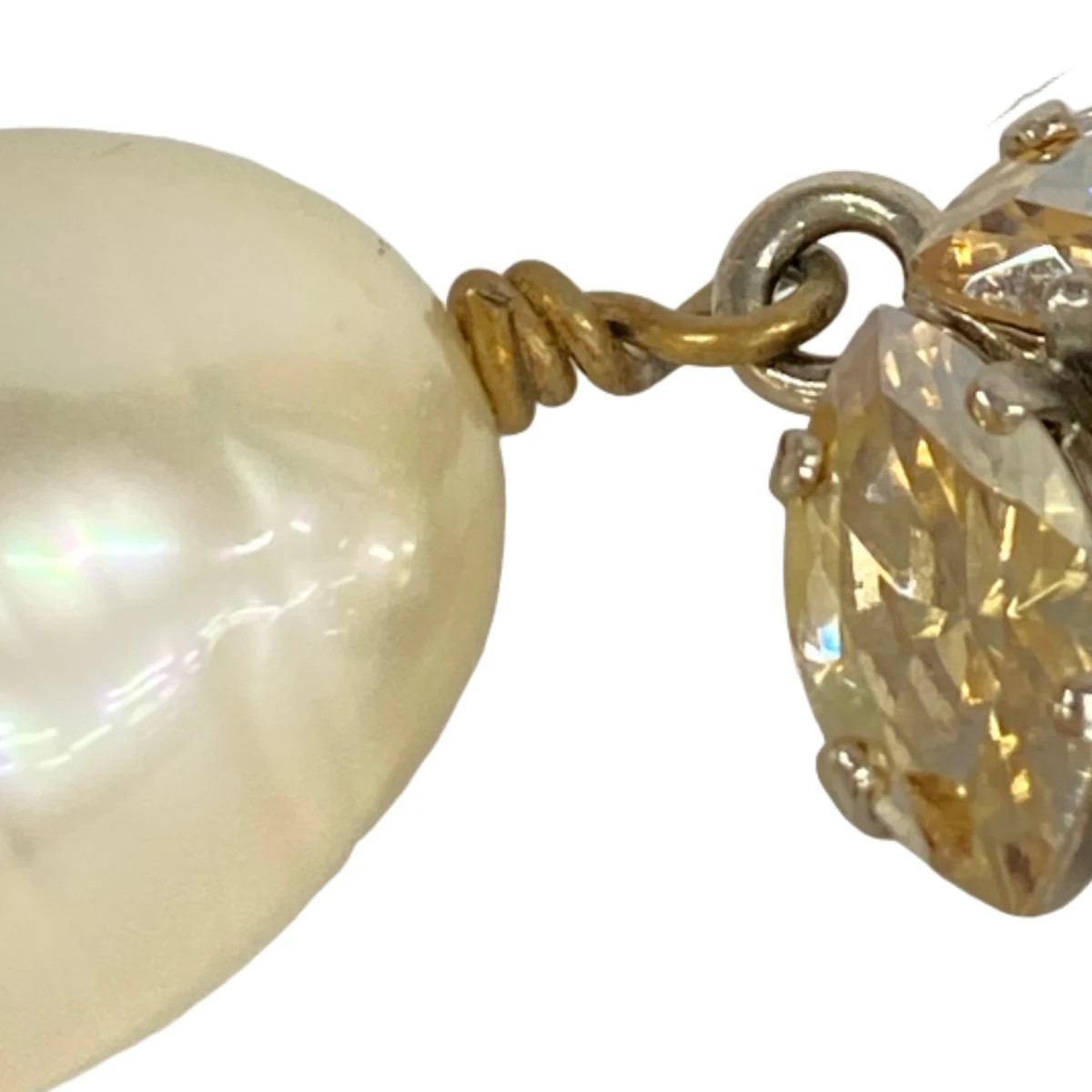 PHILIPPE FERRANDIS – Clear Cream Hardware Rhinestones Faux Pearl