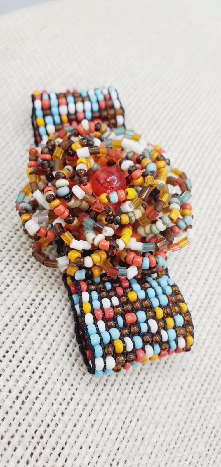 Stretch Rosette Bracelet Multi Colored Seed Bead with 3D flower te06