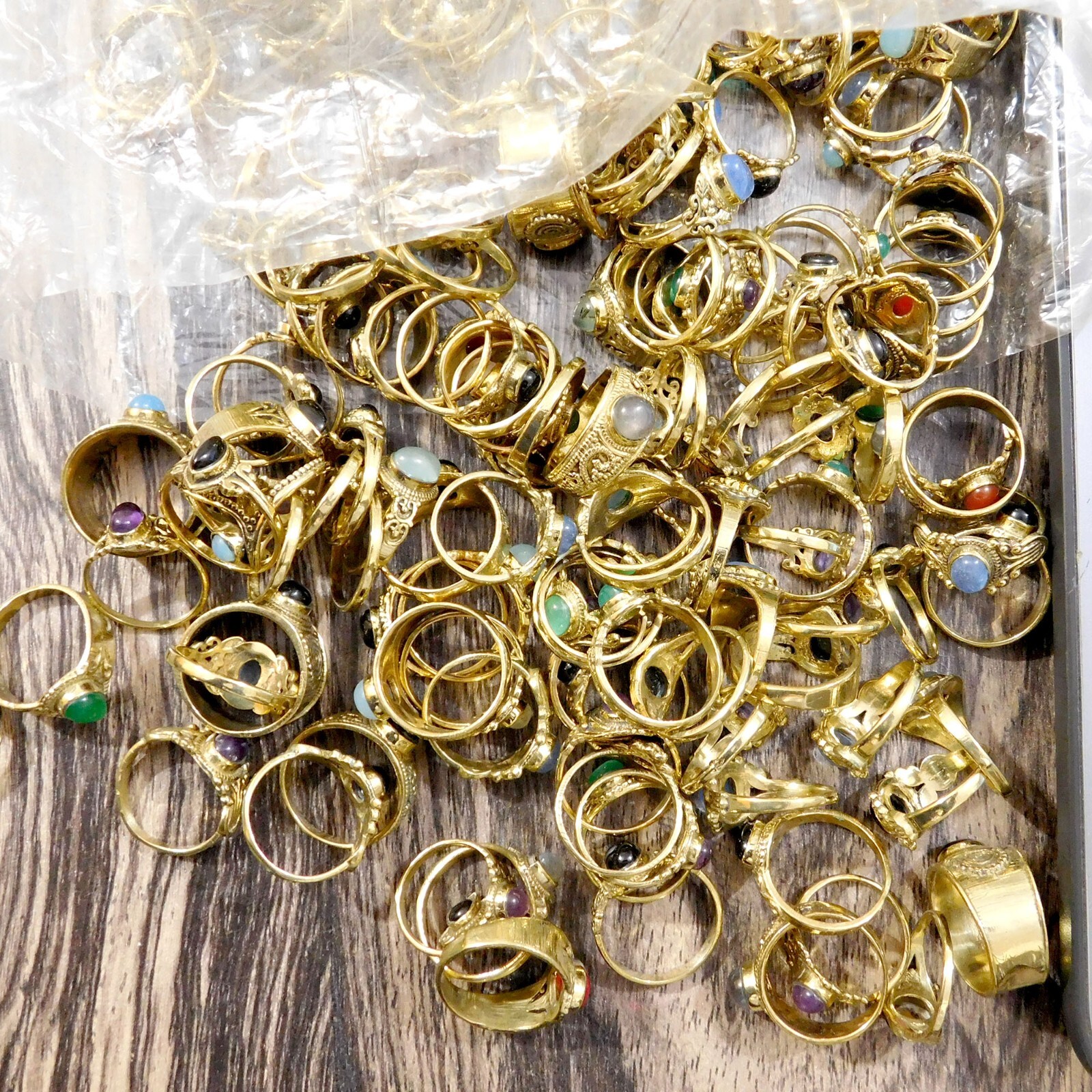 BULK SALE !! Mix Gemstone Ring Wholesale LOT Brass Tiny fashion Rings